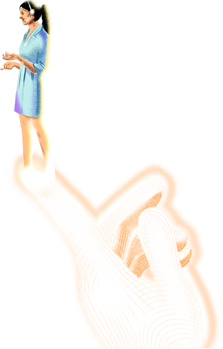 Woman standing on a finger